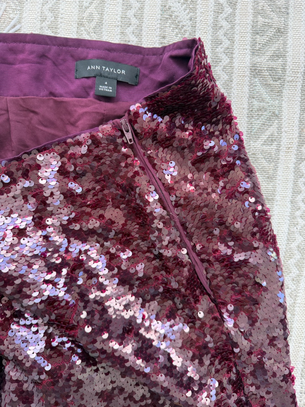 Ann Taylor Plum Sequin Wide-Leg Pants - Picture 4 of 4